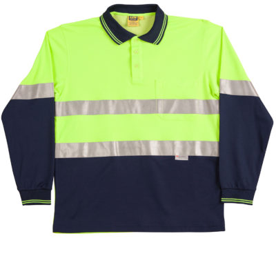 Hi Vis Long Sleeve Polo With 3M Tapes