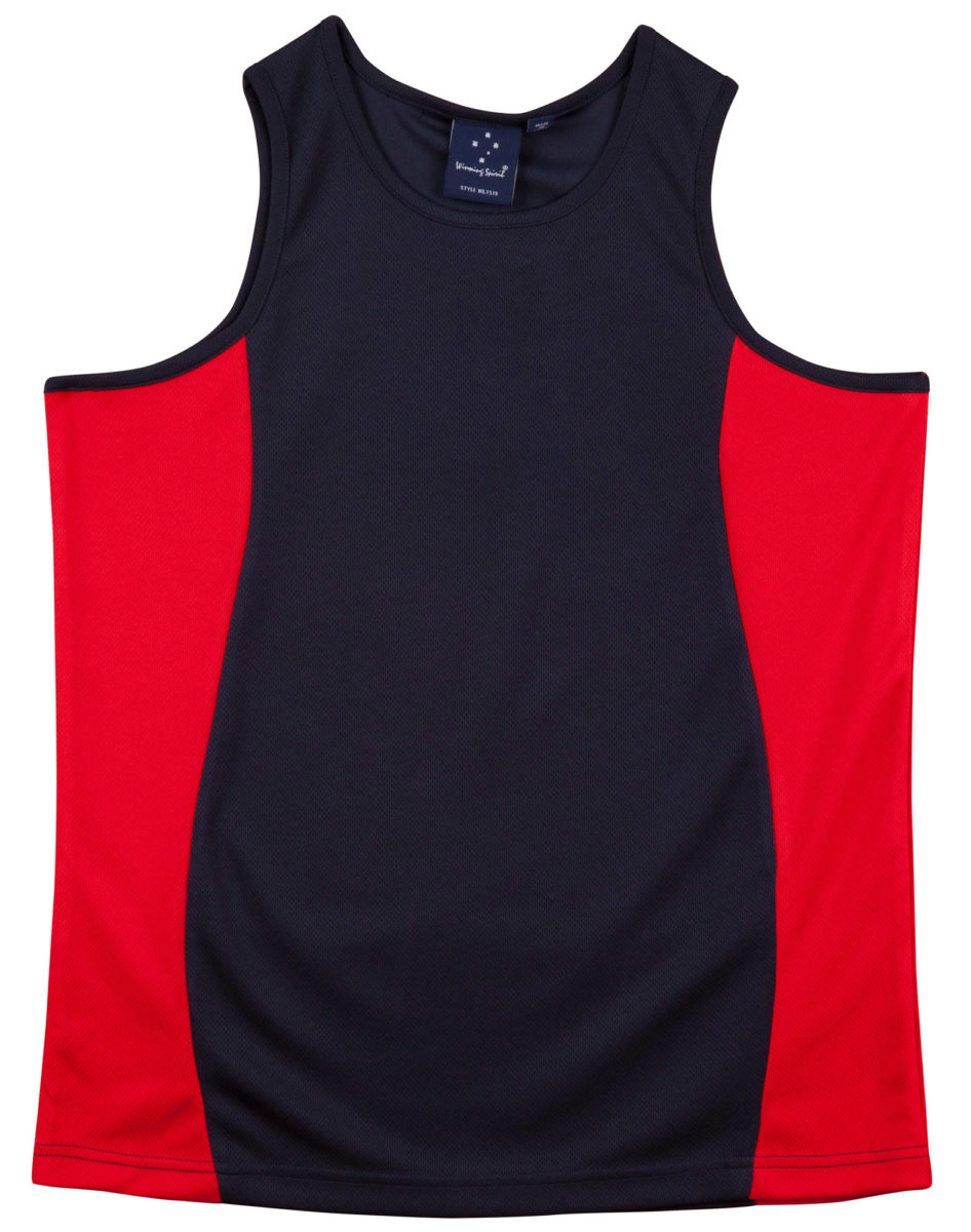 Men's Cool Dry Singlet, Cotton backing mesh, contast panel sides