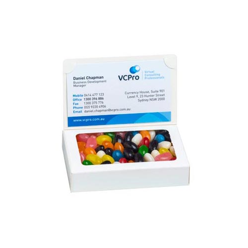 promotional Bizcard box with Jelly Beans