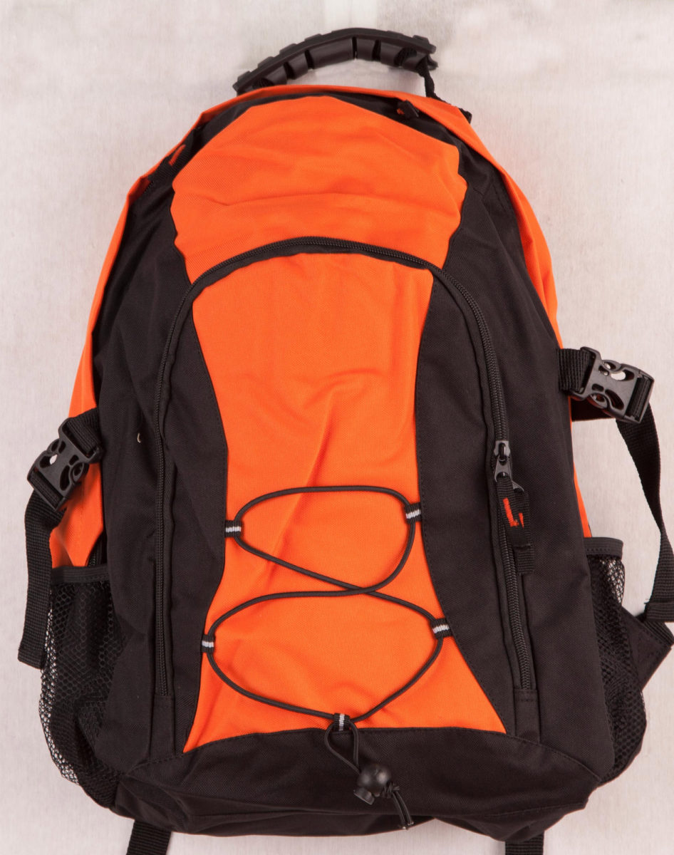 Backpack, Bungee elastic cord and toggle hidden pocket for headphones